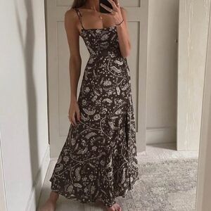 Reve The Label The Nell Brown Patterned Maxi Dress